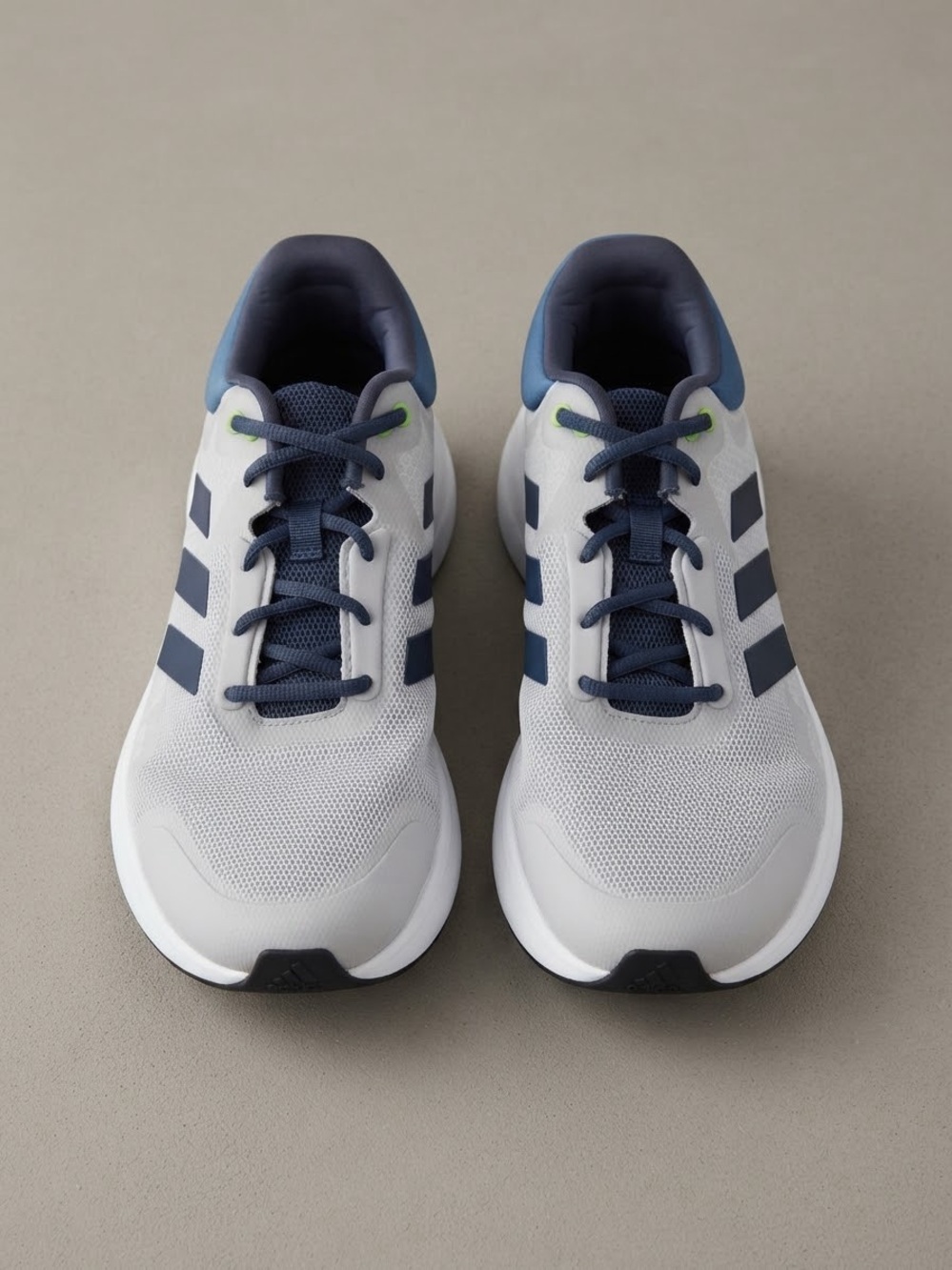 adidas Men's White and Navy Mesh Running Sneakers